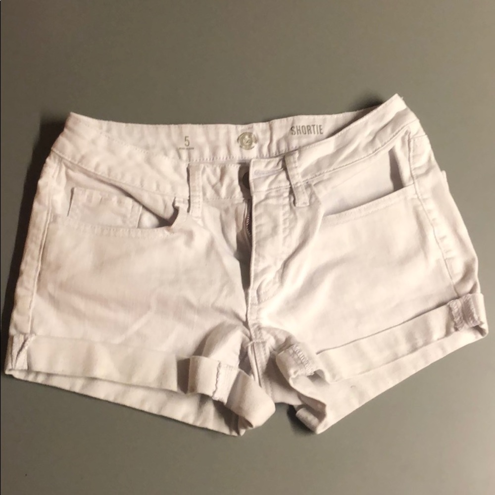 White jean shorts